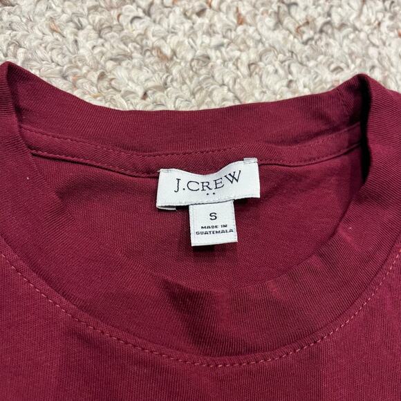 J Crew Maroon Short Sleeve Tee Sz S Cropped Basic Minimalist Fall Casual - Picture 3 of 4